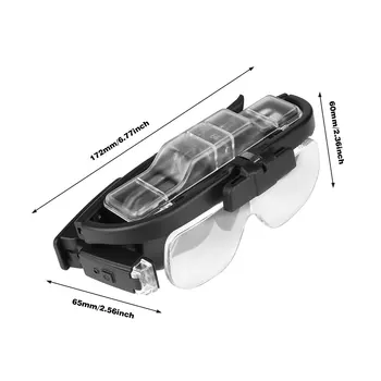 Reguliuojamas 2 Objektyvas Loupe LED Šviesos Lankelis Didinamojo Stiklo, LED Didinamąjį Akiniai Su Lempa 1.5X20x2.5X3.5X4.0X4.5X