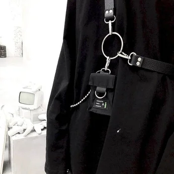 Retro diržų priedai banga krūtinės maišelį tamsus juodas kietas naują kostiumą, marškinius, apdailos korėjos grandinės ins klavišą mažas maišelis