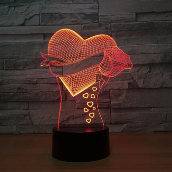 Romantiškos Meilės Rožių Gėlių 3D Led Nakties Šviesa 7 Spalvų Kaita, Stalo Lempa Namų Dekoro Naktiniai LED Lempos