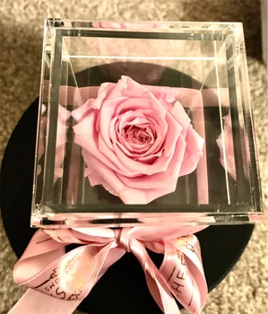 Rožių Gėlių Laikymo Dėžutė Skaidri Makiažas Organizatorius Akrilo Gėlių Lange Mergaitėms Dovanų Dėžutėje Vestuves Kalėdinė Dekoracija