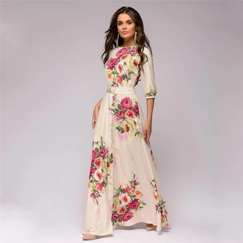 Rudenį atsitiktinis suknelė 2019 m. Europos ir Amerikos apvalios kaklo išskirtinį plius dydis suknelė elegantiškas mados Smėlio spalvos suknelė feminina JD122