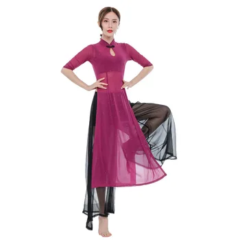 Rytietiškų Šokių Suknelė 2019 Šiuolaikinės Liaudies Šokių Praktikos Suknelė Cheongsam Pilvo Šokio Prarasti Kelnių Kostiumas Permatomas Sidabro Vielos Tinklo,
