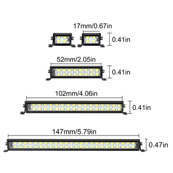 Ryškus LED Šviesos Lempos Baras 17/52/102/147mm už 1/10 RC Vikšriniai Centrinis SCX10 90046 D90 Redcat Traxxas TRX-4 TAMIYA CC01
