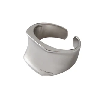 S925 sterlingas sidabro žiedai moterims, madingų paprastas blizgus laukinių atidarymo žiedas ponios asmenybės minimalistinio korėjos papuošalai