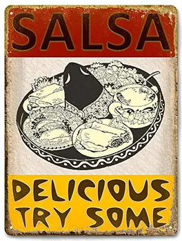 SALSA TACOS MEKSIKOS maisto METALO prisijungti / VINTAGE stiliaus RESTORANAS sienų dekoras