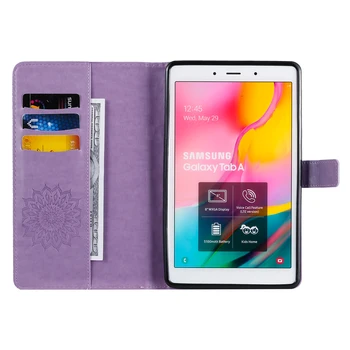 Samsung Galaxy Tab 8.0 SM-T295 T290 Atveju Paslaptingas Saulėgrąžų Dažytos PU Odos, 