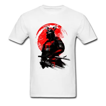 Samurajus Warrior Viršūnes Šalto Stiliaus Juoda Raudona marškinėliai Vyrams Herojus T Shirts, Japonija, Anime, Trišakiai Medvilnės Drabužius pėstininkas su kardu Marškinėlius
