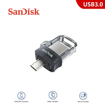SanDisk usb flash pendrive 16GB 32GB 64GB 128GB didelės spartos iki 150m/s dual otg usb 3.0 pen ratai nešiojamas telefonas, flash disko 7846