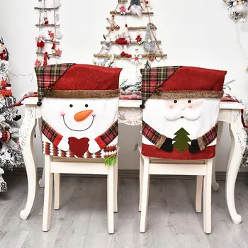 Santa Sniego Briedžių Kėdžių Dangose Kalėdų Dekoro Vakarienė Kėdė Kalėdos Bžūp Rinkiniai Vakarienės Stalo Skrybėlę Kėdės Apima Atgal