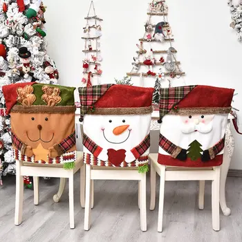Santa Sniego Briedžių Kėdžių Dangose Kalėdų Dekoro Vakarienė Kėdė Kalėdos Bžūp Rinkiniai Vakarienės Stalo Skrybėlę Kėdės Apima Atgal