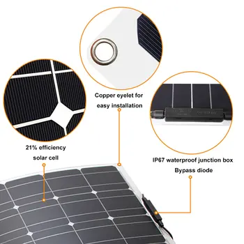 Saulės skydelis rinkinys 300w 100w 200w lanksčias saulės paneles 12v 24v aukšto efektyvumo akumuliatorių kroviklio modulis