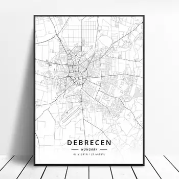 Segedo Budapeštas Debrecen Vengrija Drobė Meno Žemėlapį Plakatas