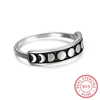 Senovinių Moterų Pusė Mėnulio Pilnaties Fazės Žiedo Nekilnojamojo 925 Sterlingas Sidabro Vestuvinis Žiedas Ir Vestuvių Vestuvių Žiedai Moterims