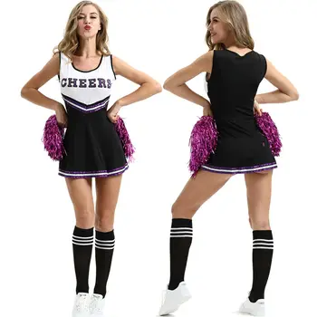 Sexy Moteris Cheerleader Kostiumai Mergina Mokykloje Apranga Galanterijos Cheerleader Puošniai Vienodą 4 Spalvos