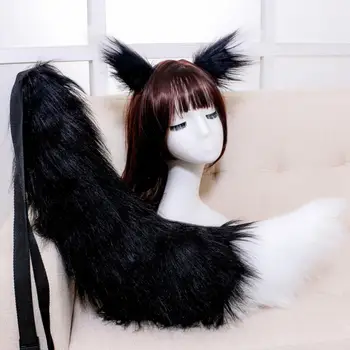 Sexy Moteris, miela Lolita katė Lapė Lankelis uodega Šukuosena Pliušinis ausys, uodega Anime cosplay Rekvizitai Priedai 3986