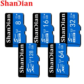 SHANDIAN Atminties geriausias Micro SD Atminties kortelė 32GB 64GB 16GB 8GB 128GB class10 TF kortelę 