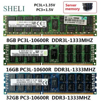 SHELI 8GB/16GB/32GB PC3L-10600R DDR3-1333MHz RAM 240Pin ECC RDIMM Reg Serverio Atmintį