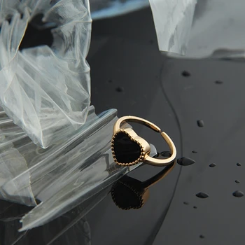 Silvology 925 Sterlingas Sidabro Juoda Širdies Žiedai Pusėje Granulių Elegantiškas Korėja Stiliaus Prabangūs Minimalistinio Žiedai Moterų Festivalis Papuošalai
