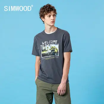 SIMWOOD 2020 m. Vasarą Naujas Skaitmeninis Atostogų Print T-shirt Vyrai Mada O-kaklo Plius Dydis Viršūnes Medvilnės Tees SJ120316