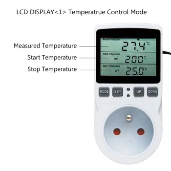 Skaitmeninis Termostatas, Temperatūros Reguliatorius kištukinis Lizdas 16A su Laikmačiu Jutiklis, Multi-Funkcija Lizdas