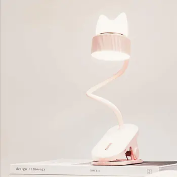 Skaitymo LED Lova Stalo Spaustukas Katė Naktį Šviesa 2 in 1 už Lovos Galvūgalio Knyga, Apkabos, Šviesos 360 ° Lanksčia Gooseneck Įrašą Stalo Lempa