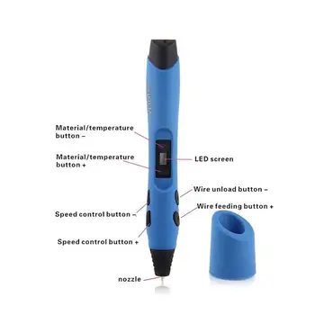 SL-300 3D Spausdinimo Pen Adekvačius 1.75 mm ABS/PLA 2 Tipų Kaitinimo 3d Piešimo Rašikliai Su LED Ekranas Vaikams Kūrimas