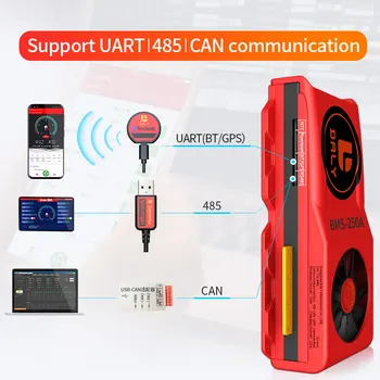 Smart BMS 16S 48V 150A 200A 250A Bluetooth 485, kad USB prietaisas GALI NTC UART programinės įrangos Li-on Akumuliatoriaus apsaugos Valdybos BMS Su Ventiliatoriumi 17012