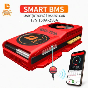 Smart BMS 17S 60V 150A 200A 250A Bluetooth 485, kad USB prietaisas GALI NTC UART programinės įrangos Li-on Akumuliatoriaus apsaugos Valdybos BMS Su Ventiliatoriumi