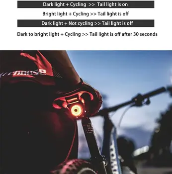 Smart Dviračių Šviesos Lempos Vandeniui LED Įkrovimo Saugos Įspėjimas Dviračių užpakalinis žibintas Kalnų Dviračių Galinis Žibintas Priedai
