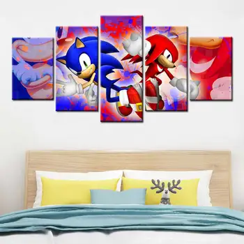 Sonic the hedgehog žaidimas plakatas 5 Plokštės Modulinės Užsakymą Nuotrauką Drobė Paveikslų sienos nuotraukas kambarį namų Dekoro