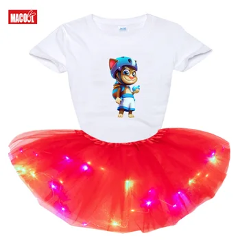 Spalvingas Mergaičių LED Šviesos Suknelė Šalis Nešioti Tiulio Tutu Kūdikio Krikštynos Chalatai Vaikų Princesė Suknelės Mergina vakarinę Suknelę