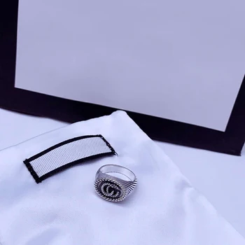 Spalvingas retro stiliaus Susukti nėrinių žiedas S925 Sterlingas sidabro Papuošalai, Originalios Prabangos prekių ženklų, Logotipų aukštos kokybės Valentino dovana