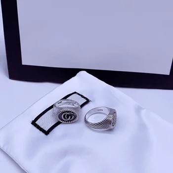 Spalvingas retro stiliaus Susukti nėrinių žiedas S925 Sterlingas sidabro Papuošalai, Originalios Prabangos prekių ženklų, Logotipų aukštos kokybės Valentino dovana