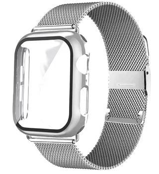 Stiklas+Case+diržu, Apple watch band 44mm 40mm 38mm 42mm Reikmenys, Metalo Milano linijos apyrankę correa iwatch serijos 6 5 4 se