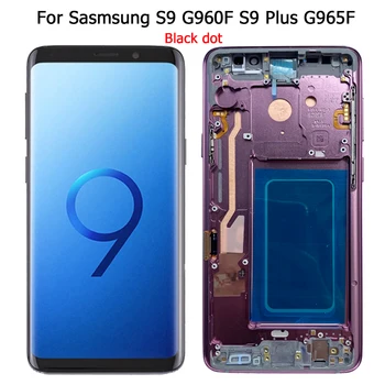 Su juodu tašku S9 SM-G960F LCD Samsung Galaxy S9 Plus Ekranas Su Rėmu S9 Plus G965F LCD Ekranas Jutiklinis Ekranas Asamblėja