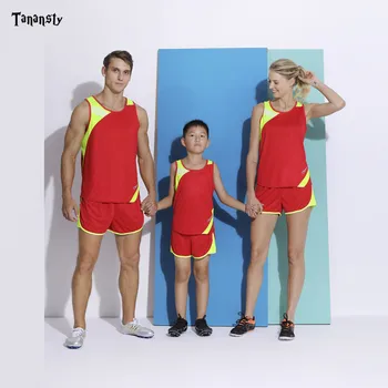 Suaugusiųjų sporto kostiumai stalo teniso veikia nustatyti rankovių vyrų ir moterų, veikia kostiumas šeimos Bėgimo Takelio sporto srityje mėlyna