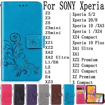 Sunjolly PU Odos Atveju Sony Xperia XZ2 Premium X XZ2 XA3 XA2 L3 L1 XZ4 Z5 Kompaktiškas Piniginės Stovėti Flip Telefonas Padengti coque