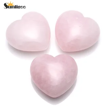 Sunligoo 45mm Širdies Formos Akmuo, Natūralus Rožių Kvarco Kristalo Pink 