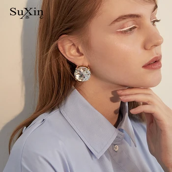 SuXin auskarai 2020 naujas mados paprasta auskarai moterims, didelis kristalų pakabukas auskarai papuošalai dovana