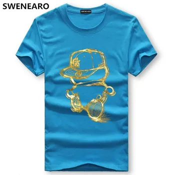 SWENEARO Vyrų Marškinėliai Vasaros trumpomis Rankovėmis Atsitiktinis Medvilnės Vyrų tShirts Aukso asmens karikatūrų spausdinimo marškinėliai vyrams marškinėliai, 4XL 5XL