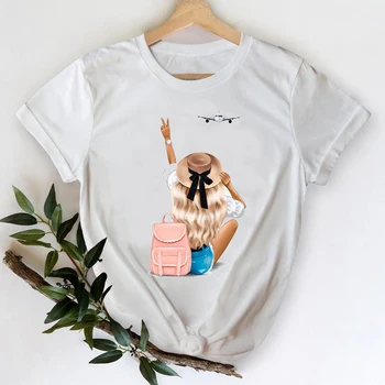 T-marškinėliai Moterims 2021 Kavos Drabužių Saldus Mergina 90-ųjų Animacinių filmų Spausdinimo Rūbų, Grafinis Marškinėlius Viršuje Lady Spausdinti Moterų Tee Marškinėliai
