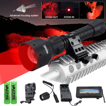 T50 500 Metrų 55mm Objektyvas Zoomable Dėmesio Raudonos Šviesos LED Taktinis Medžioklės Žibintuvėlį, Fakelą Aliuminio Lydinio Nuotolinio Slėgio Jungiklis