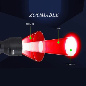 T50 500 Metrų 55mm Objektyvas Zoomable Dėmesio Raudonos Šviesos LED Taktinis Medžioklės Žibintuvėlį, Fakelą Aliuminio Lydinio Nuotolinio Slėgio Jungiklis