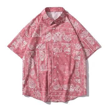 Tamsiai Piktogramą Bandana Havajų Marškinėliai Vyrams Turn-žemyn Apykaklės vyriški Polo Marškinėliai Vyras Palaidinė