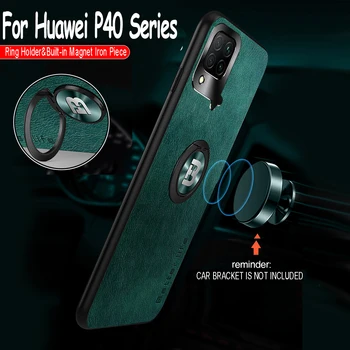 Telefono dėklas su Žiedo Savininkas Huawei P40 Lite Pro Prabanga Atveju dėl Hauwei P 40 P40Lite P40Pro Automobilio Savininkas Magnetas Galinį Dangtelį Shell