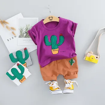 Telotuny berniukų rinkinys, vaikams drabužiai, vaikiška kūdikių vaikams berniukas animaciją kaktusas viršūnes, t-marškinėliai, trumpos kelnės, laisvalaikio apranga, nustatyti berniukų drabužiai #40