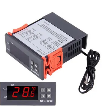 Temperatūros Reguliatorius Skaitmeninis Termostatas, Thermoregulator Inkubatorius Relay LED 10A Šildymo Aušinimo STC-1000 12V / 24V/110-220V
