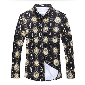 Tendencijos 2020 Produktų Neįprastų Drabužių Baroko Derliaus Prabangūs Marškiniai Mens Aukso ir Juodos spalvos Atspausdinta Marškinėliai Negabaritinių Mados Royal