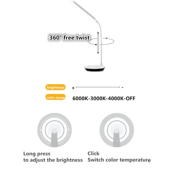 Tolygus šviesos srautą galima reguliuoti Stalo Skaitymo Šviesos Sulankstomas Pasukti Jutiklinį Jungiklį LED Stalo Lempa DC 5V USB Įkrovimo Stalo Lempos