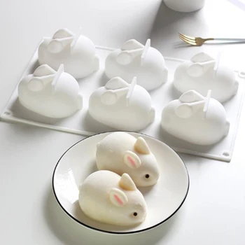 Tortas Dekoravimo Formų Silikono 3D Easter Bunny Rabbit Torto Formos Silikoninės Formos Kepimui Desertiniai Pyragaičiai Putėsiai 6 Formos, Įrankiai